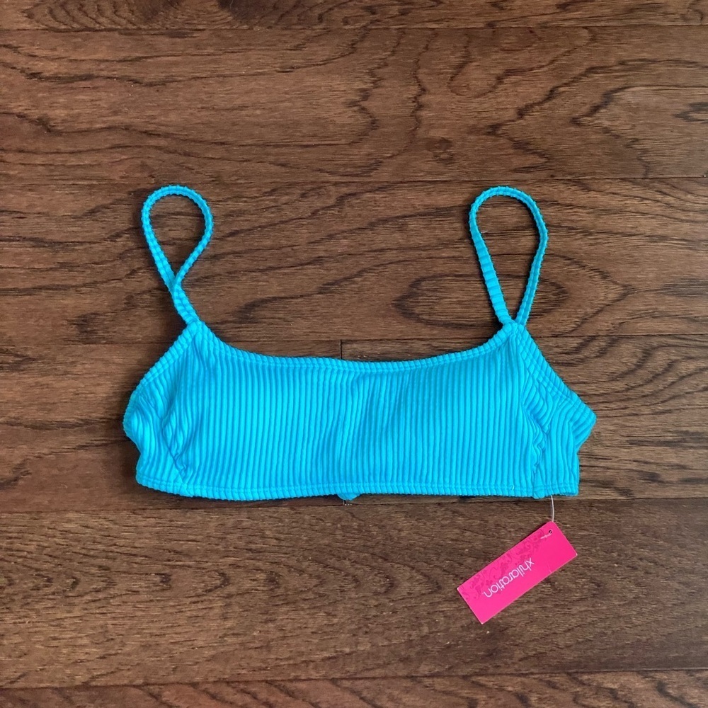 NWT Women's Blue Ribbed Bralette - Picture 2 of 7